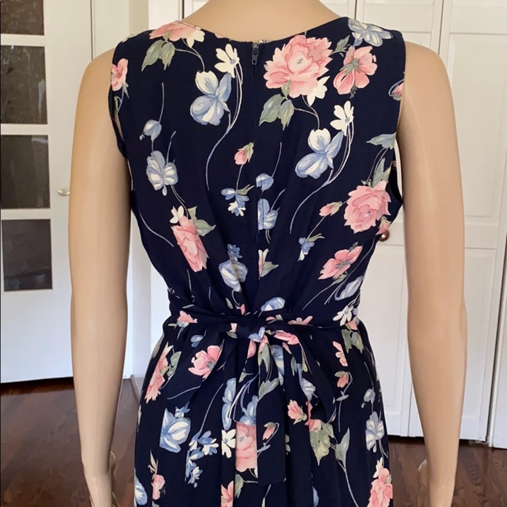 Vintage Jeffrey & Dara Wide Leg navy blue floral jumpsuit size 10 - Picture 11 of 16